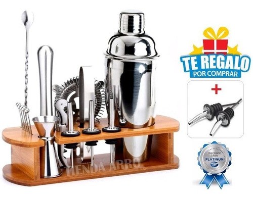 Kit Cocktelera 16pcs+2 De Regalo - Barman Acero Inox - Prof.