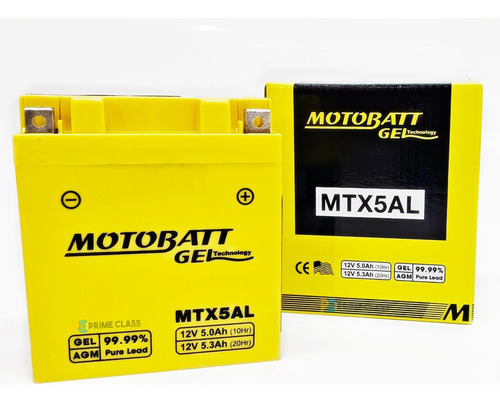 Bateria Gel Motobatt 5ah 12v Mtx5al Yamaha Ybr 125; Factor