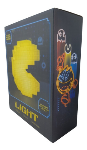 Lampara Gamer Pacman Come Galletas Usb Luz Noche Sonidos