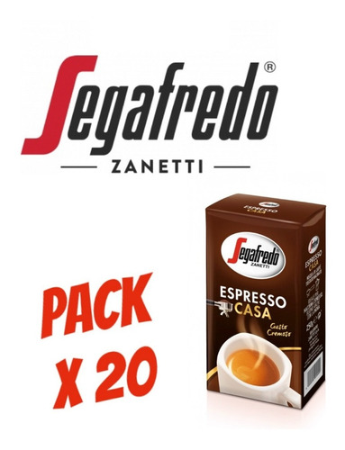 Pack Cafe Segafredo Espresso Casa Molido 250 Grs X 20 Unids.