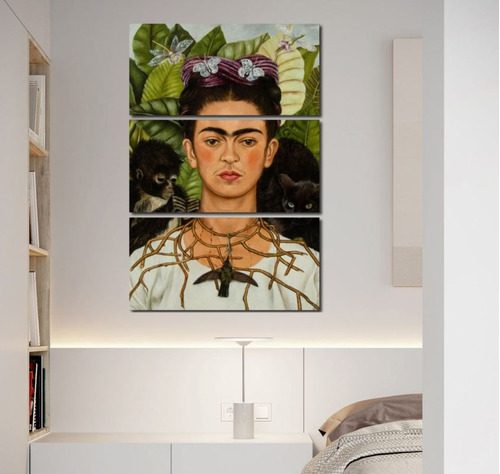 Cuadro 80x120cm Frida Kahlo Selva Colibri