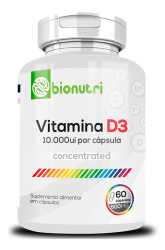 Vitamina D3 10.000ui Puro - 60cap 500mg Envio Imediato 