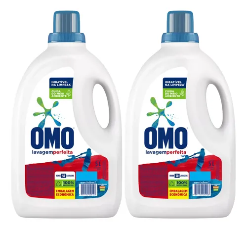 Kit 2 Sabão Líquido Omo Lavagem Perfeita 5l Atacado Limpeza
