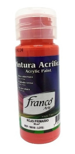 Pintura Acrílica, Al Frío Rojo Primario X 60 Ml Franco Arte.