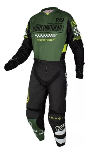 Kit Conjunto Asw Image Knight 21 Motocross Verde Militar 