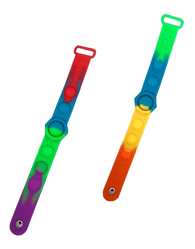Imagen 2 de 4 de Popit Pop It Pulsera Multicolor Antiestrés Importada Cierre