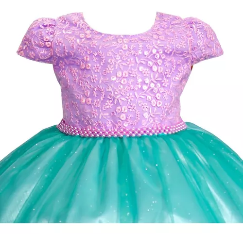 Vestido Infantil Princesa Sofia Pequena Sereia Ariel Luxo 1 A 3 Anos no  Shoptime