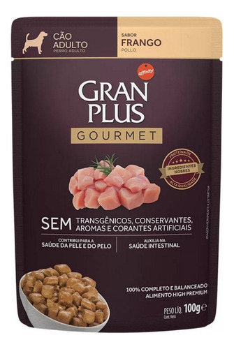 Sachê Para Cães Adultos Sabor Frango 100g Gran Plus