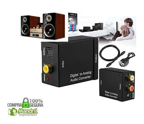 Imagen 2 de 5 de Convertidor De Audio Optico Digital A Audio Rca Cable Optico