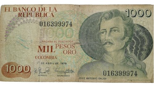 Billete Colombiano De 1000 Pesos De 1979
