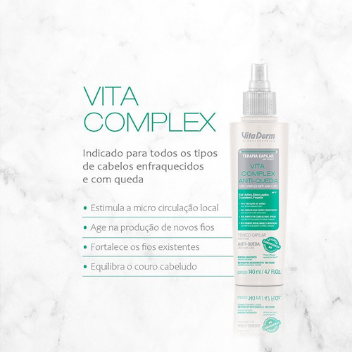 Tônico Capilar Anti Quedas Vita Derm 140ml Vita Complex