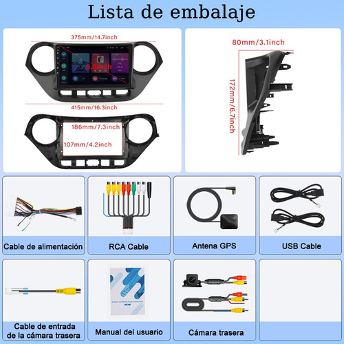 Estéreo Android 4+32g Hyundai I10 2014-2017 Carplay Wifi Gps Hyundai I10 2014-2017