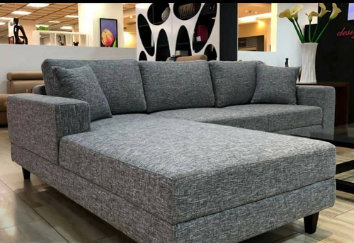 Sofa Tres Puestos Con Chaise Lounge Semicuero O Tela Elegir