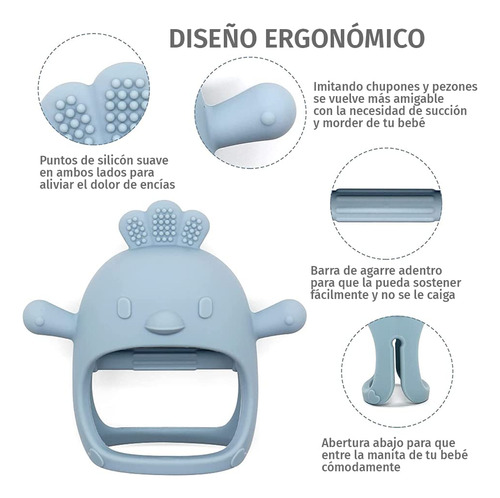 Mordedor De Silicona Para Bebé Con Agarre Perfecto Sin Bpa