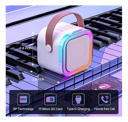 Parlante Portatil Bluetooth K12 Rgb + Microfono Beige