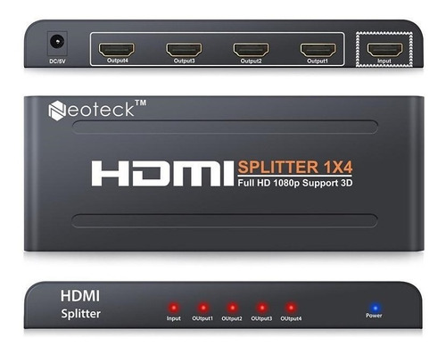 Multi Suiche Hdmi Splitter 1 Entrada 4 Salidas Cod 2648