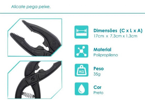 Kit 3 Alicates Pesca Pega Peixe Flutuante Plástico Reforçado