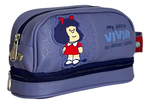 Kit Mochila Mafalda Lonchera Lapicera Juvenil Original Violeta Violeta