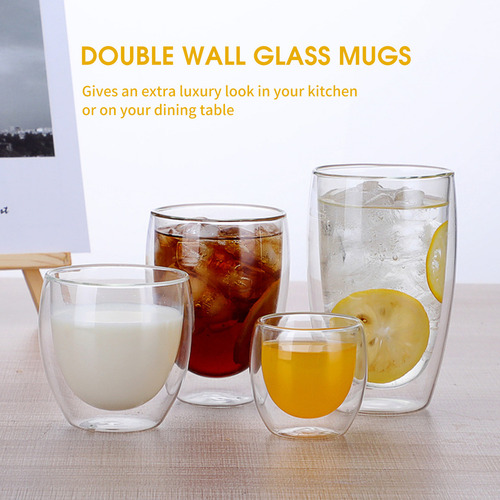 General Tazas De Vidrio Térmico De Doble Pared De 350 Ml