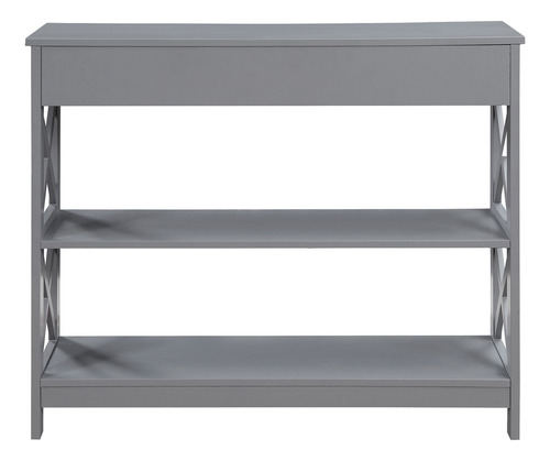 Mesa Auxiliar Con 1 Cajón Color Gris Colección Oxford