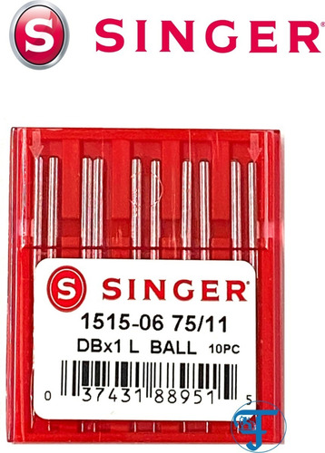 Agulha Singer 1515-06 Dbx1b Cabo Fino Reta Industrial 10 Un Cor 75/11