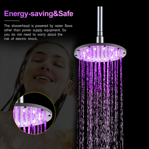 Cabezal De Ducha Tipo Lluvia De 6 Led Con Luces De Colores P