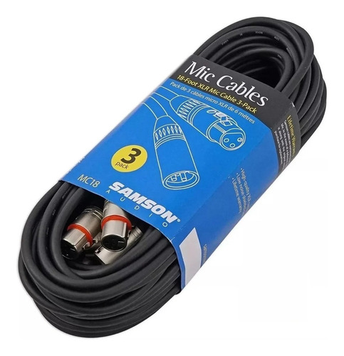 Samson Mc18 Pack X 3 Cable Para Micrófono Xlr Canon 5,5 Mts