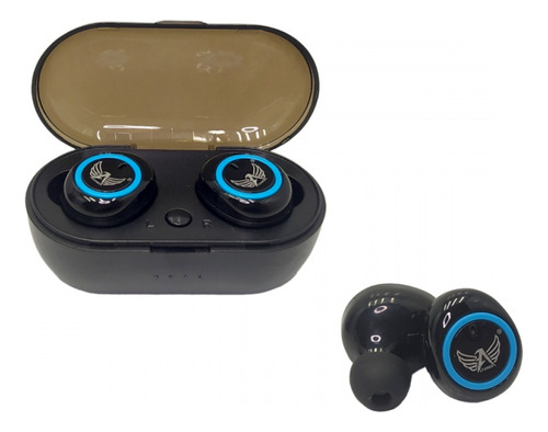 Fone Auricular Bluetooth Com Estojo Altomex A-w1/j-60g Cor Preto Cor da luz Azul