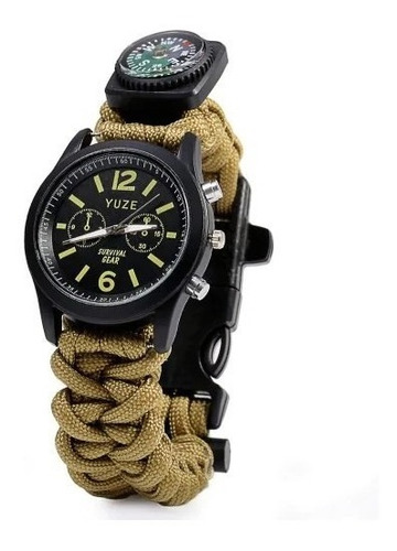 Reloj Paracord, Brujula, Pedernal, Silbato, Sobrevivencia