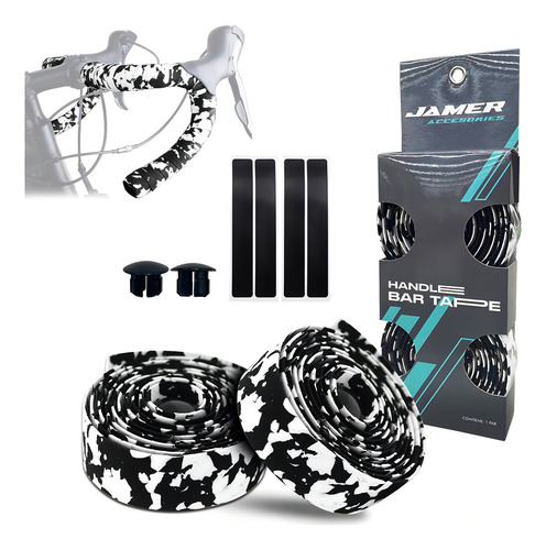 Cintas De Manubrio Para Bicicleta Camuflaje Antiderrapante Color Blanco-negro