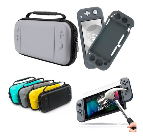 Estuche Para Nintendo Switch Lite + Mica Cristal + Bomper