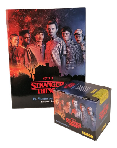 Kit álbum Stranger Things El mundo del revés Panini negro + 36 packs de laminás en caja