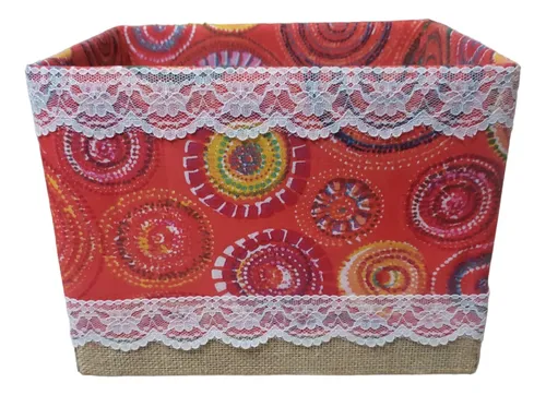 Cajas Forradas Tela Arpillera Encaje Decoración Artesanal