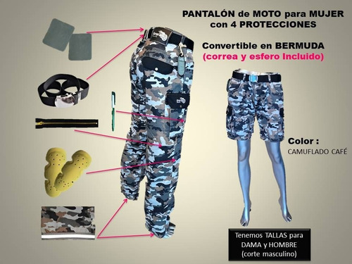 Pantalon Moto Camuflado Cafe Mujer Dama Cuatrimoto Militar
