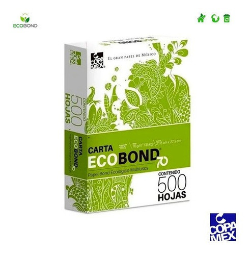 Pliego De Papel Bond Blancas Tamaño Carta 500 Hojas Ecobond