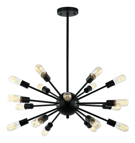 Lampara Colgante Moderno Araña 18 Luces E27 Negro Living Led