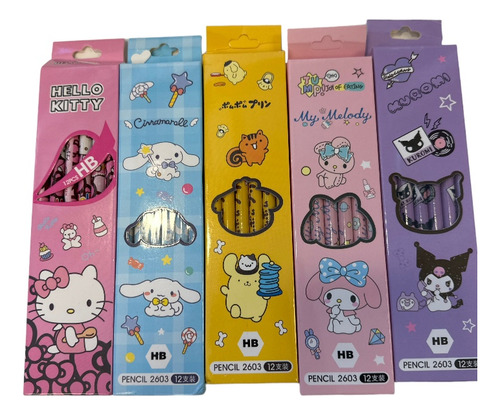 Set 12 Lapices Mina Hello Kitty & Amigos Importados  1 Caja