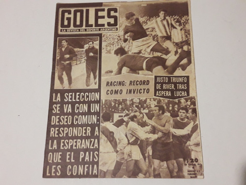 Revista Goles N° 926 De 1966 La Seleccion Se Va Con Un Deseo