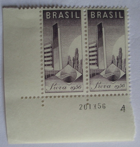 Imagem 2 de 3 de C9734 - Brasil - Selo Teste De 1956, Par Mint Raro