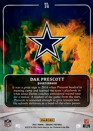 N F L Dak Prescott Y Ezekiel Elliot Dallas Lote 2 Tarjetas