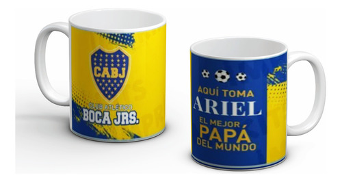 Taza Boca Juniors Personalizada Con Tu Nombre Nro 8