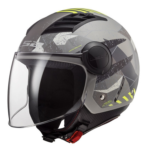 Casco Moto Abierto Ls2 562 Airflow Camo Gris Amarillo Color Gris/Amarillo Tamaño del casco XL