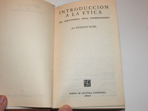 Introduccion A La Etica - Herman Nohl - L637