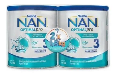 Nan Optipro 3 Fórmula Para Bebé 2 Latas De 1.5 Kg C/u Nestle