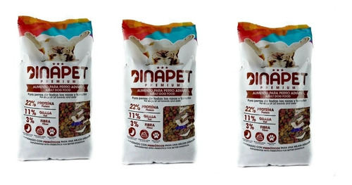 Alimento Dinapet Perro Adulto 3 Bolsas 2.5kg