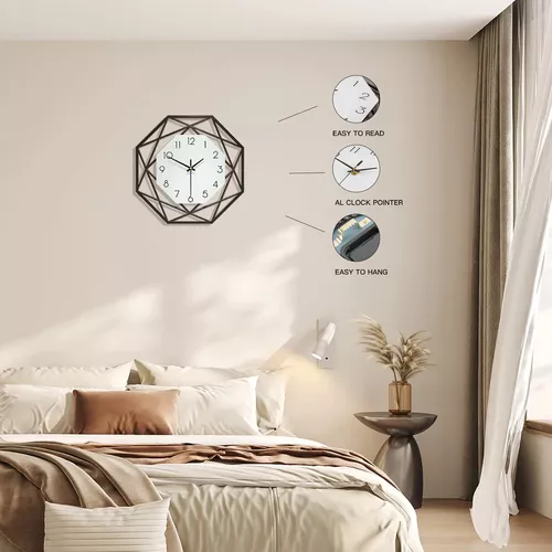  YIJIDECOR Relojes de pared grandes para sala de estar, reloj de  pared moderno y silencioso, funciona con pilas, sin tictac, para  dormitorio, oficina, cocina, hogar, 24 pulgadas, cristal de metal,  decorativo