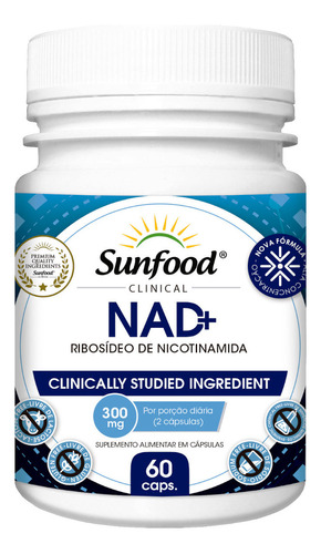 Suplemento en cápsula de ribósido de nicotinamida Sunfood, 300 mg, sabor sin sabor
