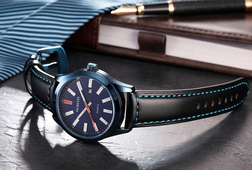 Relógio Masculino Ochstin Preto Social Luxo Pulseira Couro