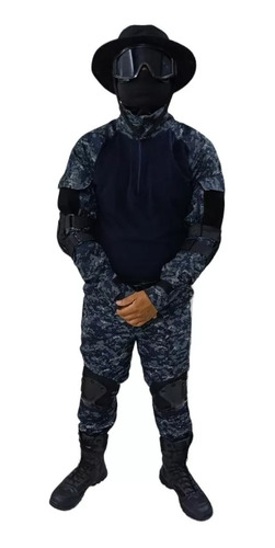 10 Kit Pantalón Camisa Azul Pixeliado Envío Gratis Airsoft 