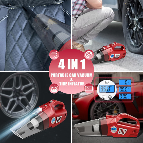 Aspirador De Coche 4 En 1 Portátil Con Compresor De Aire